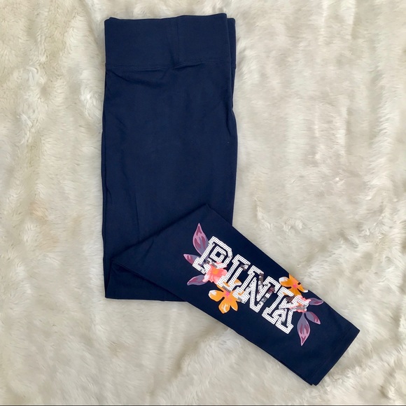 VS PINK Bling Leggings Floral Sequins NWT L - Picture 6 of 8